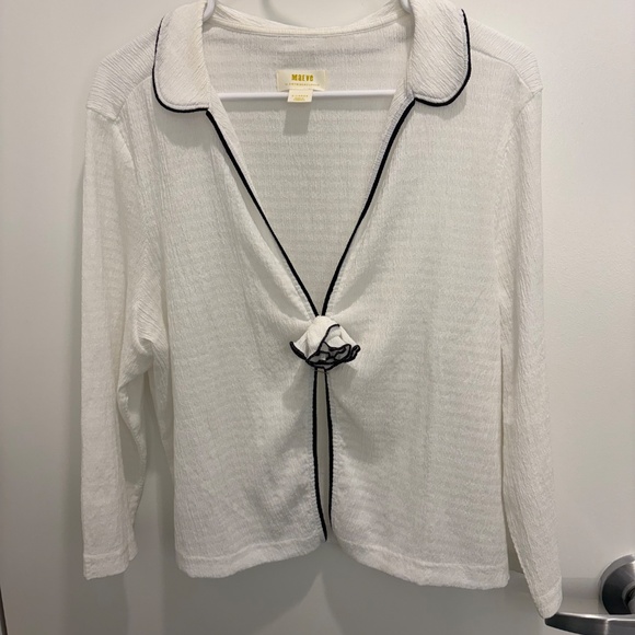 Maeve Rosette Collared Open-Front Top - Picture 2 of 3